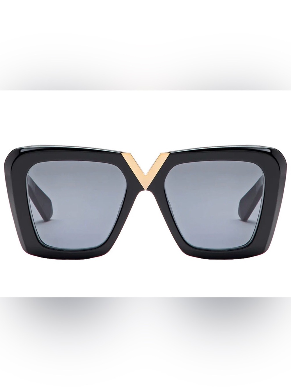 VALENTINO V-GOLDII Oversized Butterfly Sunglasses NIB Authentic Black/Smoke Grey